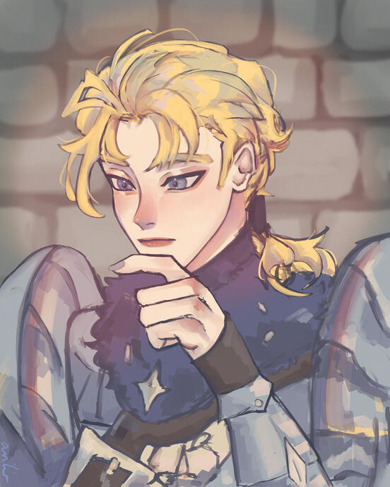 Dimitri, in his FE3Hopes outfit, thinking about something.